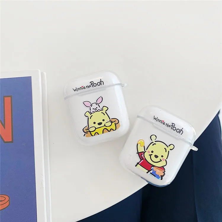 Для Airpods чехол синий Bluetooth беспроводные наушники защитный чехол Ститч Дораэмон прозрачный мягкий для Apple Airpods зарядка сумки