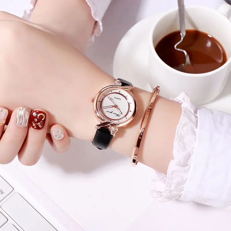 

VOHE Simple Stylish Personality Casual Ladies Watch Clock Lady Diamond Scrub Belt Temperament Quartz Watch Women Wristwatch