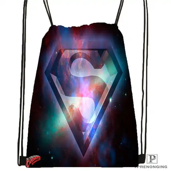 Drawstring Backpack Пользовательские Супермен 24 походная сумка на шнурке милый рюкзак для детей(черная спинка) 31x40 см#180531-04-13 - Цвет: Drawstring Backpack