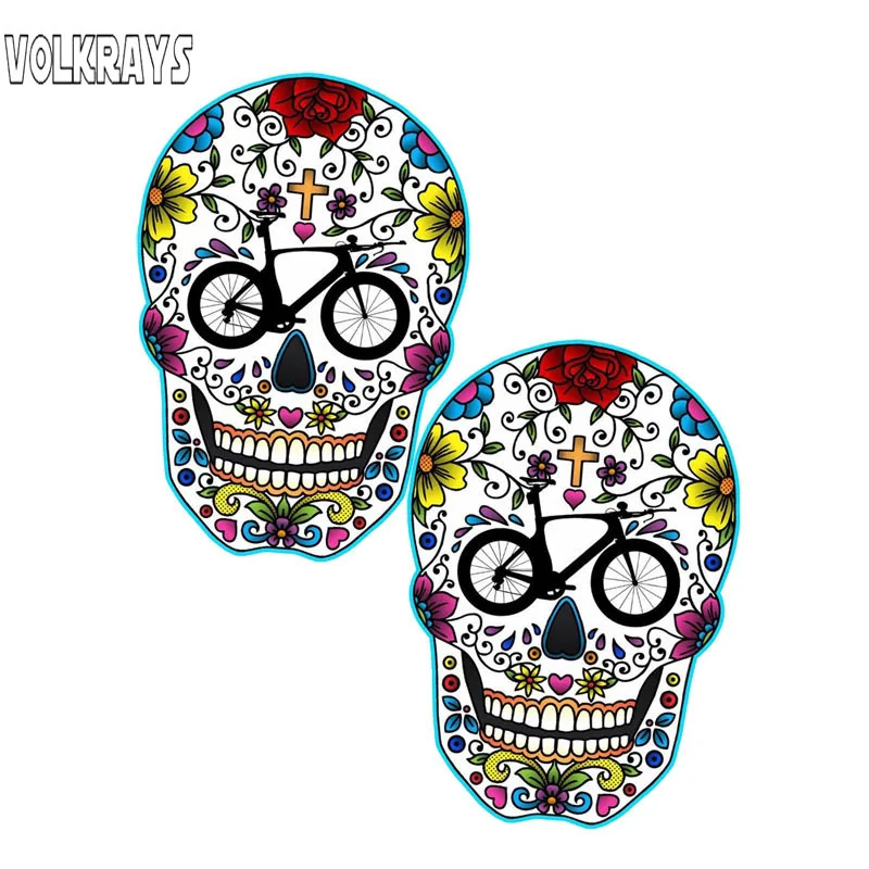 Volkrays 2 X Personality Car Sticker Triathlon Skull Accessories Vinyl Decal Waterproof for Hyundai Tucson Suzuki Sx4 9cm*6cm | Автомобили
