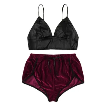 

Women Sexy Lingerie Satin Velvet Sexe Underwear Plus Size Bra Camisole Shorts Porno Set Erotic Babydoll Sleepwear Sexo Pajamas