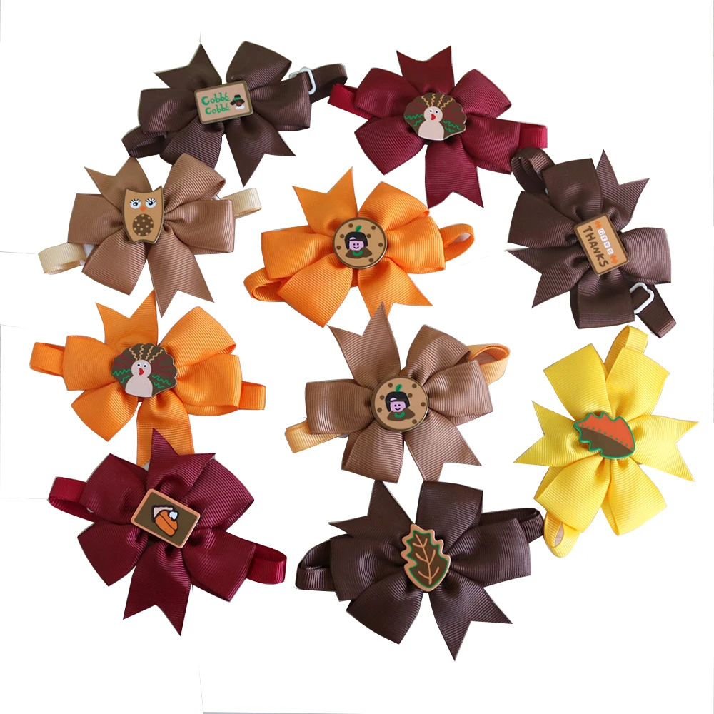 

60pc Thanksgiving Dog Accessories Pet Cat Dog Bow Tie Small Dog Bow Ties Puppy Dog Bowtie Collar Fall Pet products for dogs