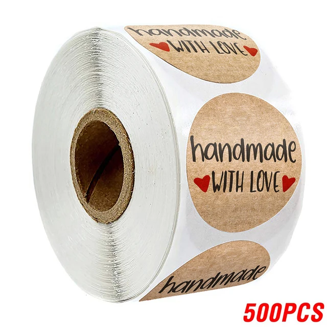 100-500pcs Vintage Kraft Paper Stickers Scrapbook Gift Stationery Label Stickers Handmade With Love Thank You For The Stickers YH08-500pcs