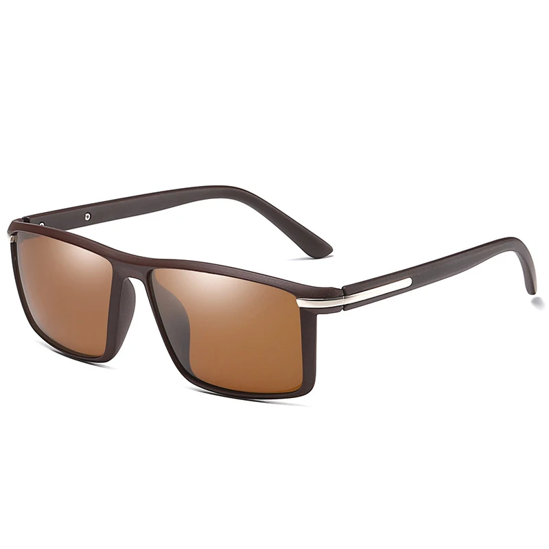 HBK, классические, квадратные, HD, поляризационные, мужские солнцезащитные очки TR90, небьющиеся, Бизнес Стиль, для вождения, солнцезащитные очки, мужские, ультралегкие, летние, оттенки - Цвет линз: C4 tea tea