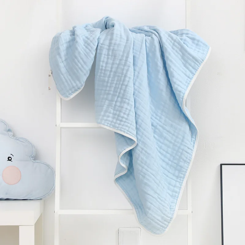 6 Слои муслиновая пеленка Одеяло детское бамбуковое одеяло для пеленания детское одеяло для новорожденного Одеяло ребенка пеленать - Цвет: Blue
