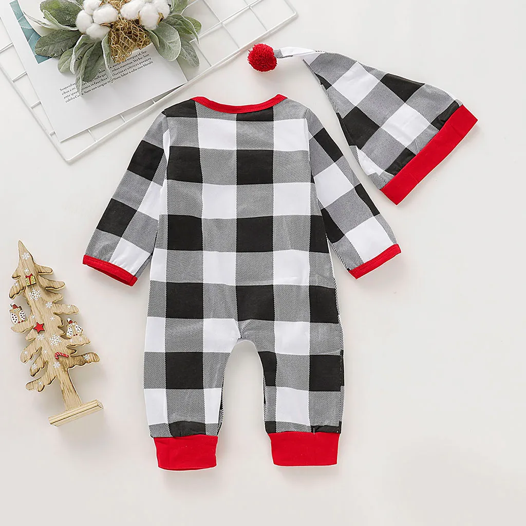 new born baby clothes baby boy romper winter clothes costume romper onesie disfraz bebe halloween Christmas Santa Plaid 6-24m Z4