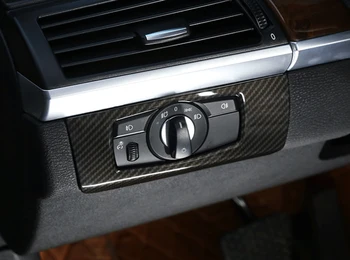 

LHD!! For BMW X5 E70 2008-2013, X6 E71 2008-2014 Carbon Style Headlight Switch Buttons Frame Cover Trim Sticker Car styling