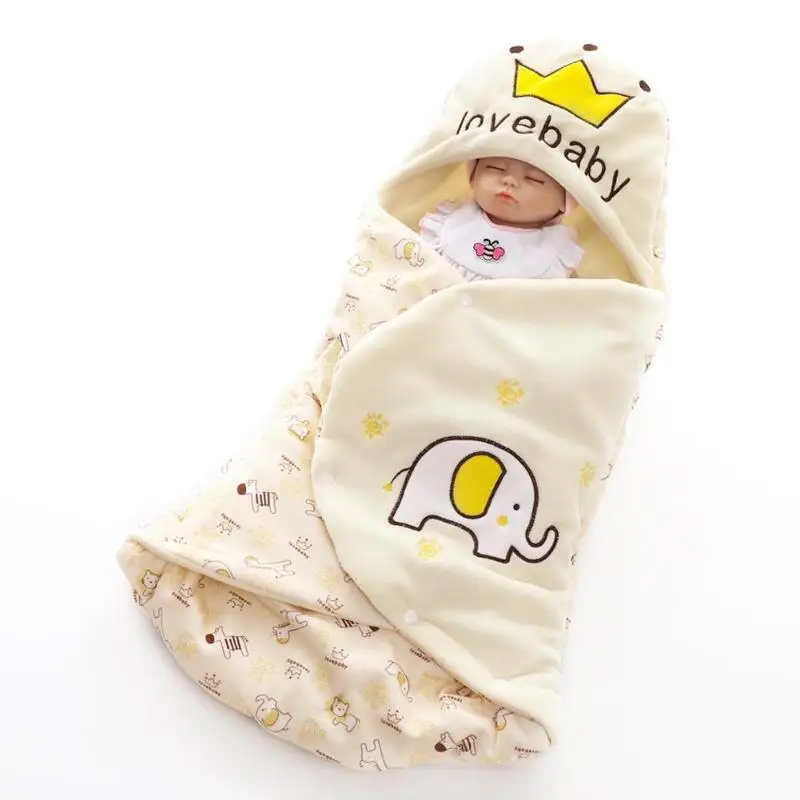 Зимний двухслойный спальный мешок для новорожденных, теплый конверт, зимнее одеяло, милая пеленка