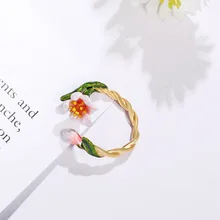Изысканное кольцо в виде Нарцисса, ручная работа, винтажное Ювелирное кольцо с эмалью, Открытое кольцо-манжета для невесты, милое кольцо в виде цветка, Золотое кольцо в стиле ретро, подарок для подружки невесты