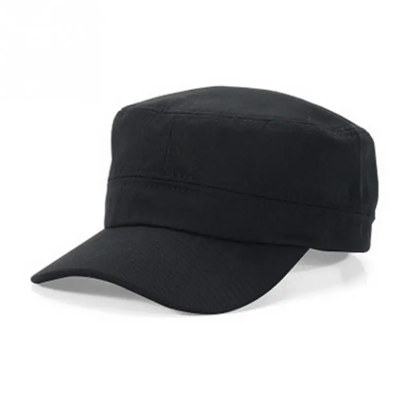 

Men Women Army Cap Hat Sun Baseball Cadet Plain Cap Solid Color Simple Flat Top Hats Brim Visor Hat Cap Black / Navy Blue