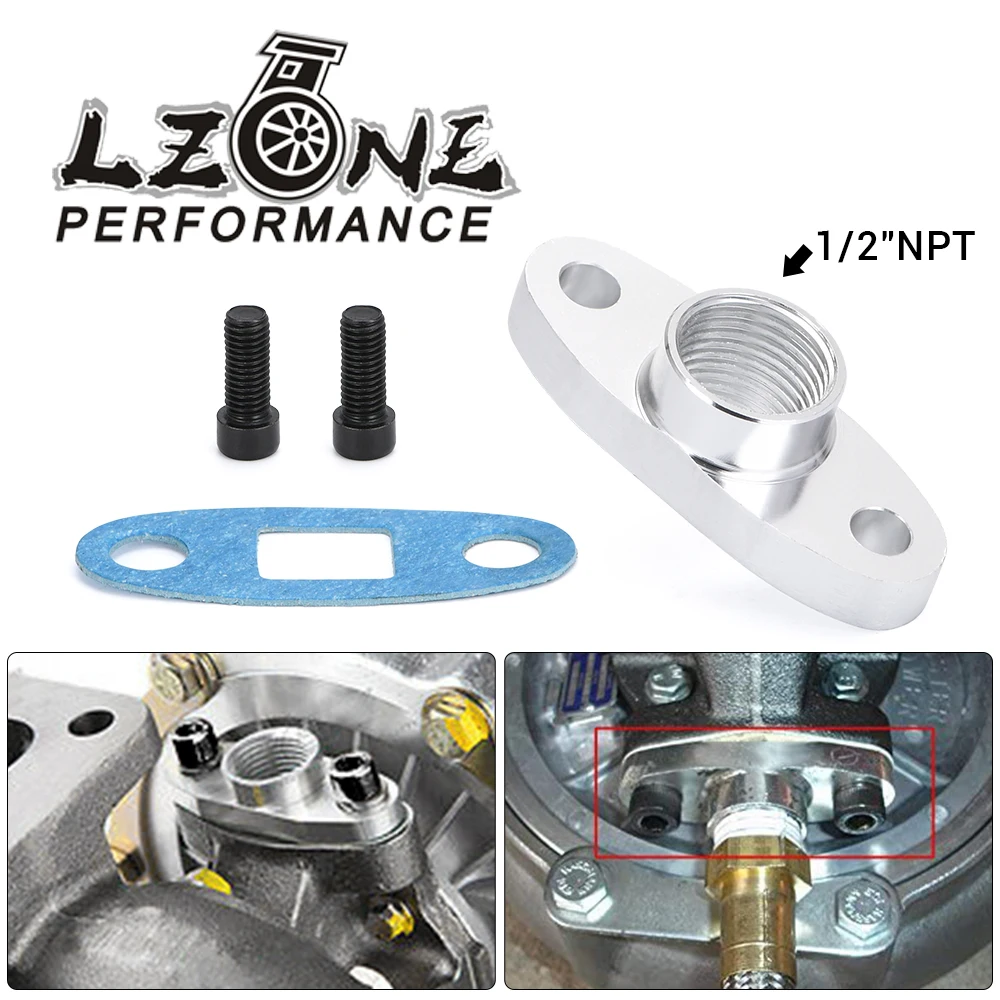 LZONE - 1/2 NPT Женский Алюминиевый Масляный сливной турбо фланец T3 T4 T04 GT40 GT55 ODF-02