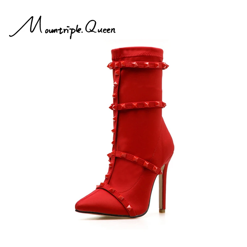 

2019 new fashion autumn and winter shoes woman Sharp belts nail cool High thin heels women boots