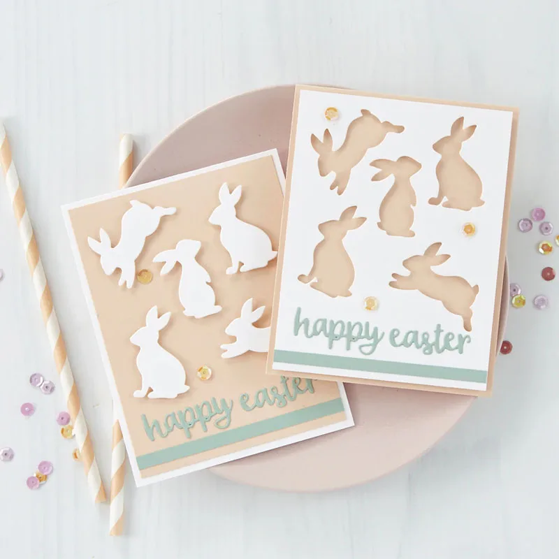 

"Happy Easter" Rabbits Metal Cutting Dies For Scrapbooking Craft Die Cut Card Making Embossing New 2020 Stencil Photo Album