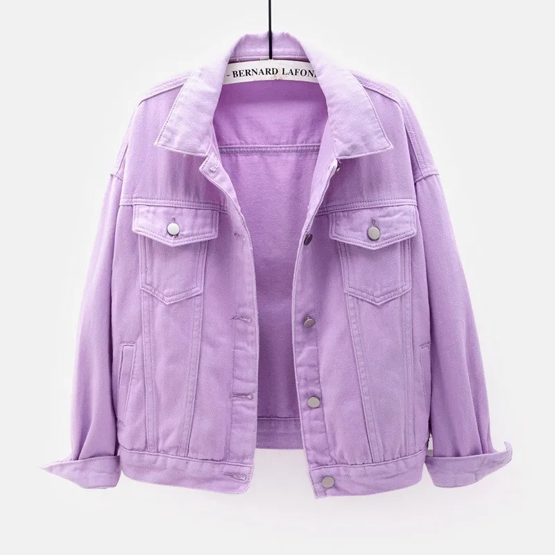 DHDM Spring Autumn Gradient Denim Jacket Jean Coats Woman Purple Korean  Baggy Casual Long Sleeve Tops (Color : D, Size : M) at  Women's Coats  Shop