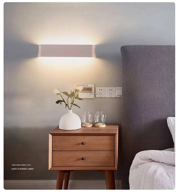 Nordic LED Wall Lamp Bedside Sconces Minimalist Home Deco Lighting Fixtures Corridor Wall Light Mirror Light Bathroom Fixtures