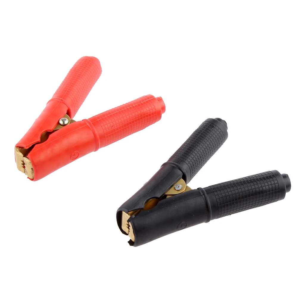 1 Pair Copper Plated Insulated Car Battery Crocodile Clips Alligator Clamps Red and Black 200-Amp