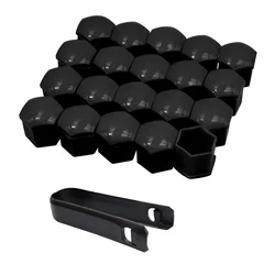 20 - Piece Car Wheel Nut Cover Set - Protective Auto Hub Caps, Anti - Rust and Dust - Resistant Exterior Accessories - 21mm (Black)