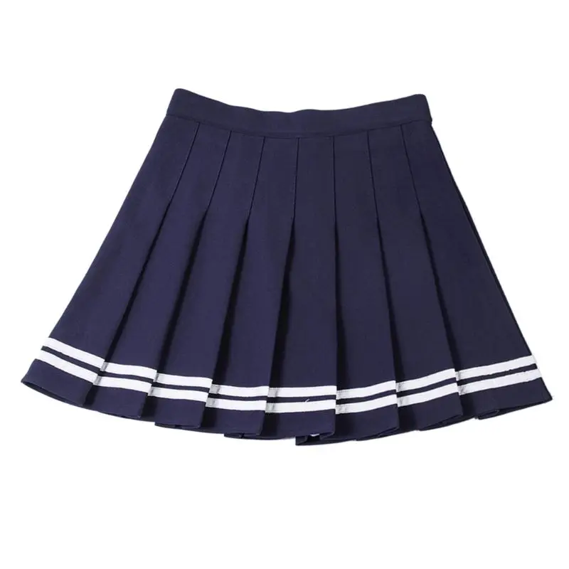 Плиссированная мини-юбка трапециевидной формы с завышенной талией для девочек, бесшовные трусы, эластичный пояс, Теннисный школьный комбинезон униформа - Цвет: 2XL SIZE