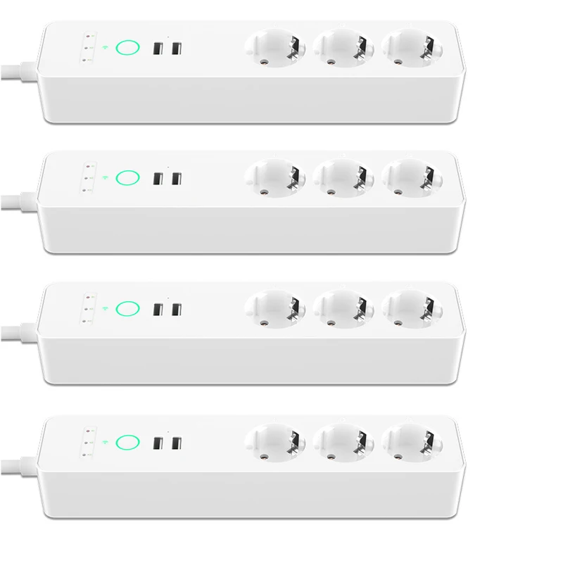 ЕС Wi-Fi Smart power Strip 3 розетки разъем 2 usb зарядный порт синхронизации Tuya приложение Голосовое управление работа с Alexa Google Home - Тип: 4 Pieces