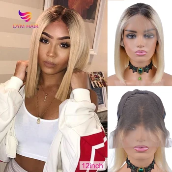 

Straight 613 Blonde 13x4 Lace Front Wig Short Bob Ombre Front Wigs For Black Woman Brazilian Hair Wigs 150% Human Hair Wigs