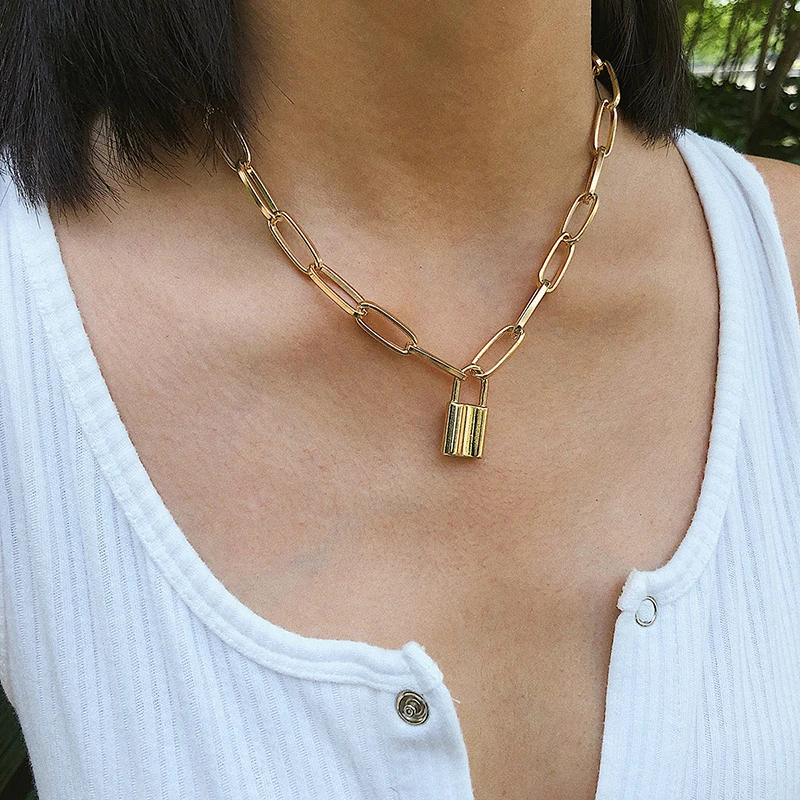 

Simple Punk Women Chain Pendant Necklace Retro Personality Female Choker Party Necklaces Geometric Bijoux Mujer Jewelry Femme