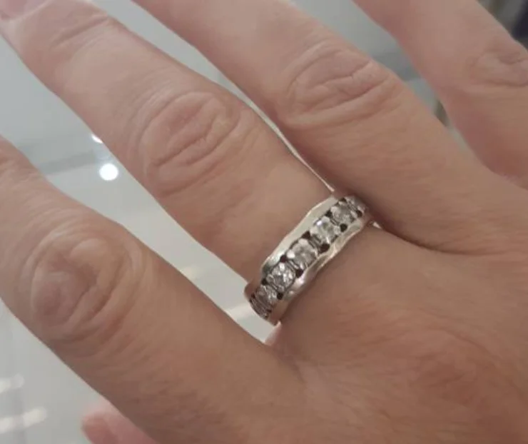 

custom order of sterling silver round cut full eternity moisssanite ring