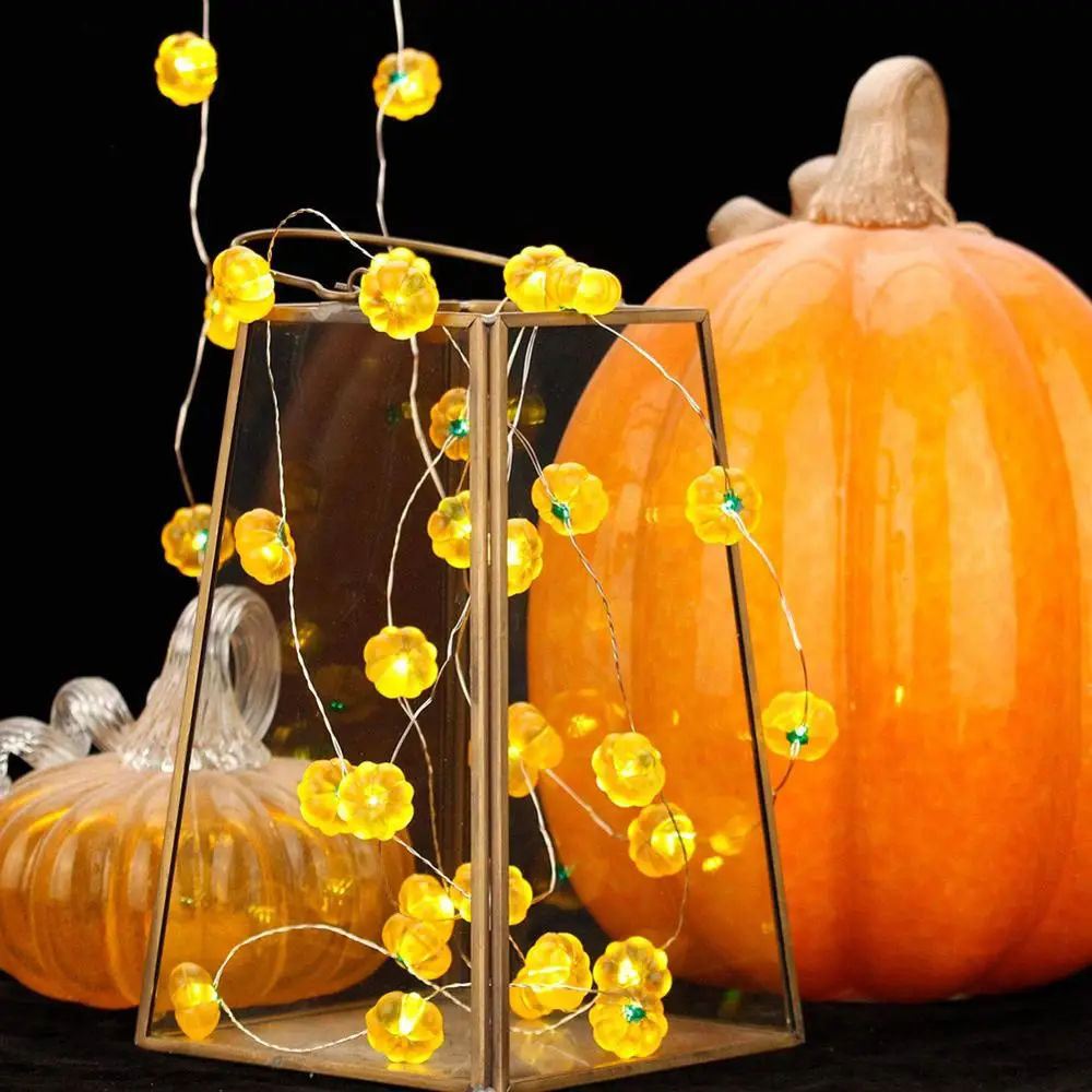 

Fashion 3m Pumpkin LED String Lights with Remote Control 30 LED Battery Operated String Lights Halloween Birthday Party Decor