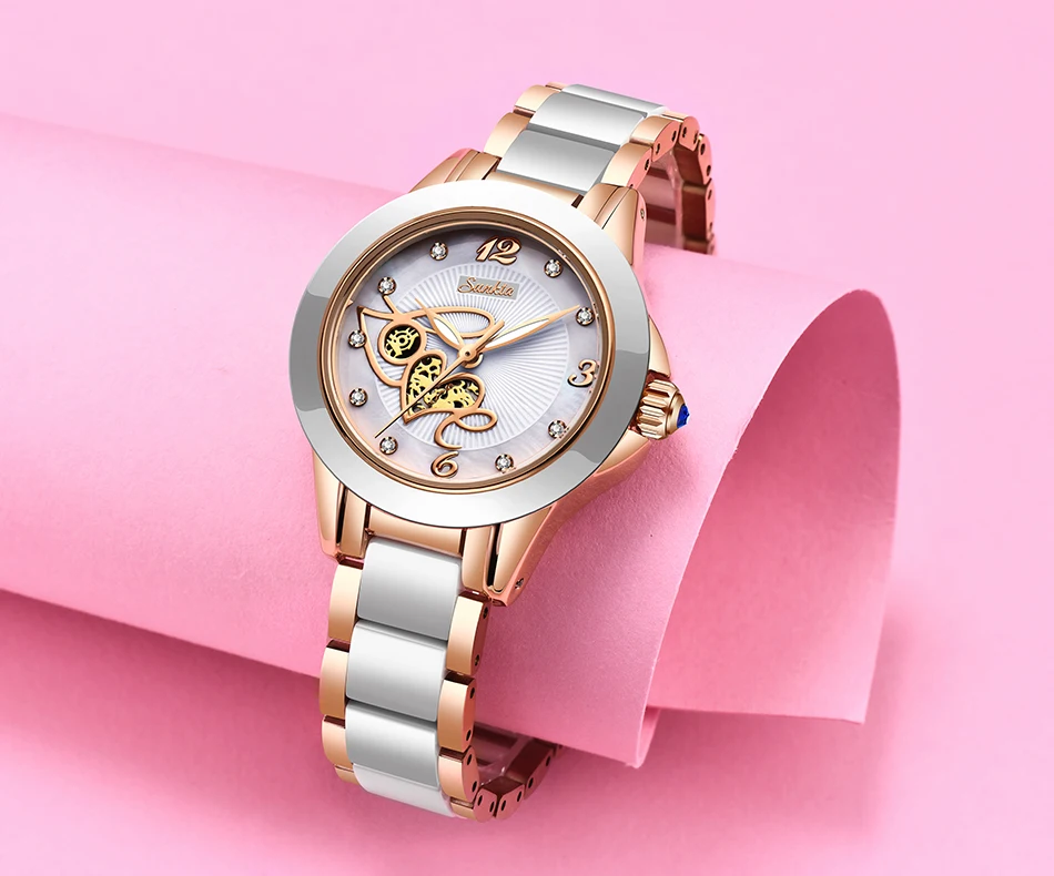 Diamond Surface Ceramic Strap Watch SUNKTA Fashion Waterproof Women Watches Top Brand Luxury Quartz Watch Women Relogio Feminino