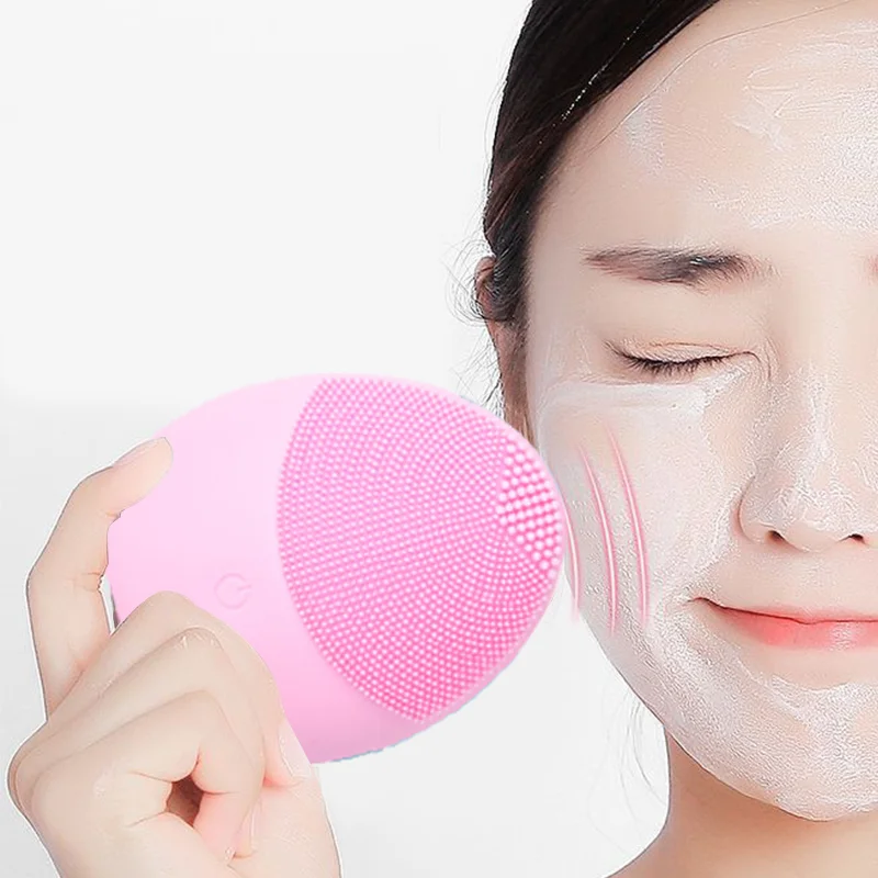 FFFIST Electric Silicone Facial Cleansing Instrument Macaron Mini Ultrasonic Vibration Waterproof Electric Cleaning Brush 1