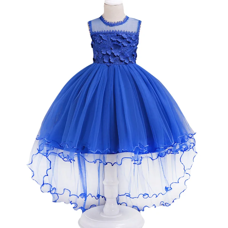 Платье с цветочным рисунком для девочек; Детские вечерние платья принцессы на Рождество; детская одежда на свадьбу и День рождения; платье с пачкой из сетки со шлейфом