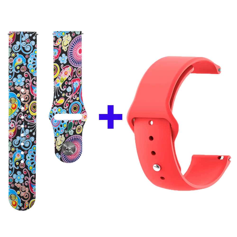 kongque-red 2 шт. ремешок для часов с розовыми цветами для Amazfit Bip/GTR 42Mmm samsung gear S2 classic/gear Sport/Galaxy Watch 42 мм ремешок для часов - Цвет: kongque-red