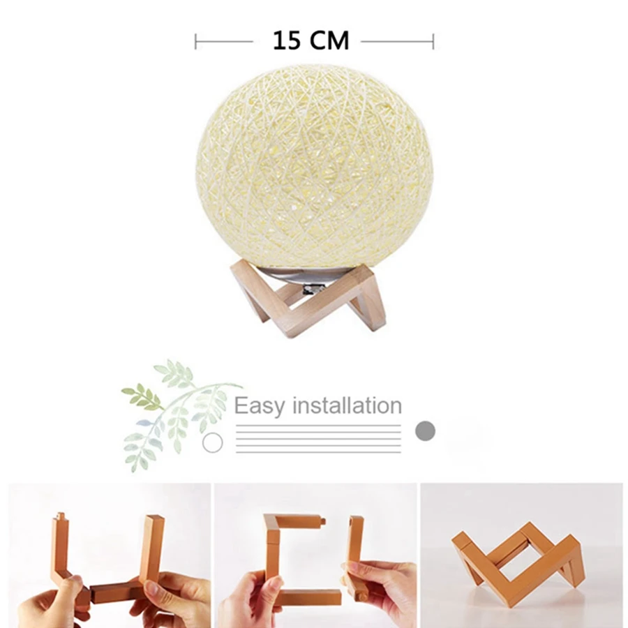 15 CM Rattan Ball Bedside Lamp LED Bedroom Lamps USB Led Bed Starry Sky projection Creative Romantic Lampe Kids Gift Night Light