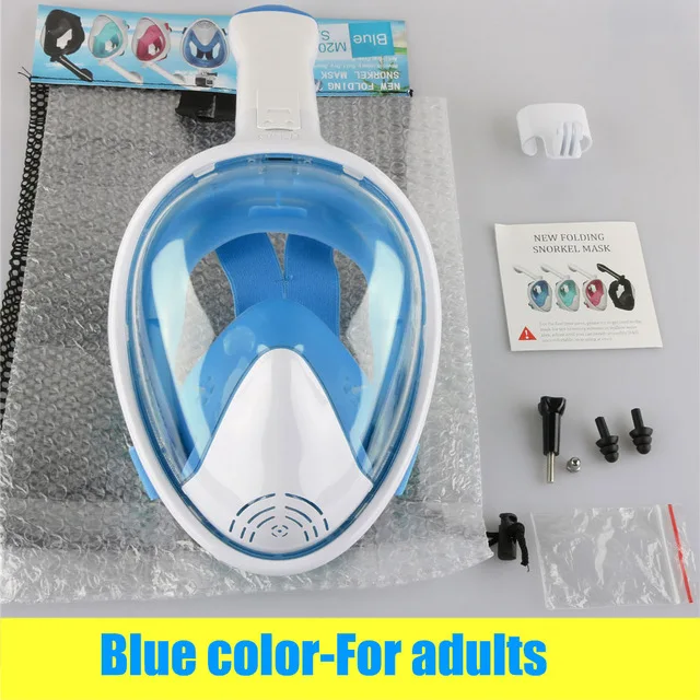 Blue for Adult Полнолицевая маска для дайвинга, противотуманная маска для подводного плавания, Подводная маска для подводного плавания, оборудование для дайвинга, складная маска для плавания, очки - Цвет: Blue for Adult