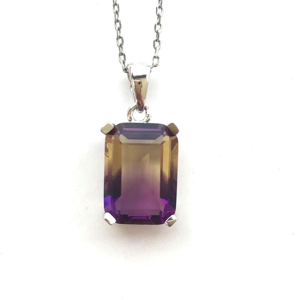 Ametrine quartz CSJ, ювелирные изделия, Аметрин, кварц, драгоценный камень, благородный, хороший oct10* 14 мм, подвеска или ожерелье, Стерлинговое Серебро 925 пробы, для женщин, подарок для девушек - Цвет камня: Ametrine quartz