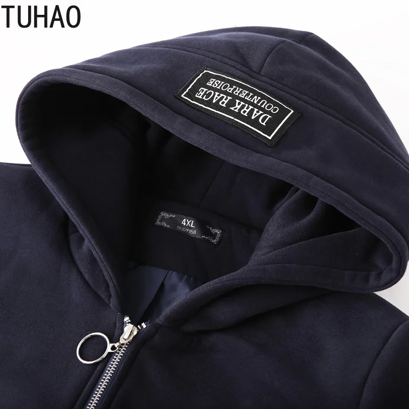 TUHAO 10XL ветровка Женская Осенняя зимняя толстовка с капюшоном Длинная темно-синяя куртка с капюшоном на молнии пальто Верхняя одежда размера плюс WM07