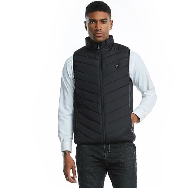 Black Vest Зимняя водонепроницаемая куртка для мужчин размера плюс, хлопковая походная куртка, сохраняющая тепло, с USB подогревом, куртка для мужчин и женщин, Regenjacke Herren - Цвет: Black Vest