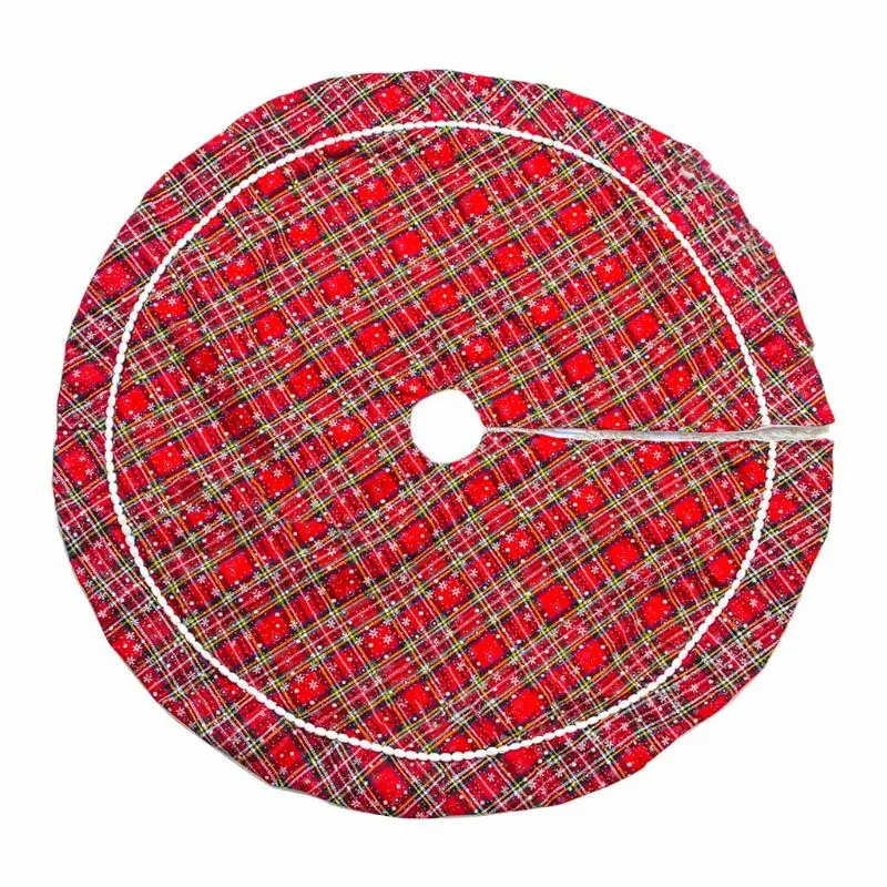 

Christmas Tree Skirt Decor Lattice Snowflake Bottom Floor Mat Cover Merry Xmas Decoration Scene Layout Supplies