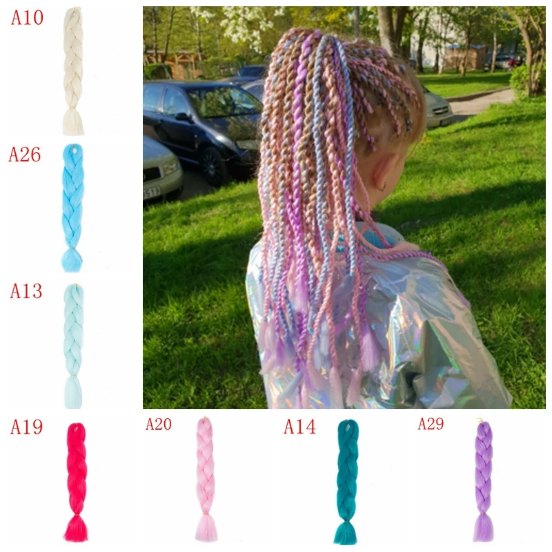 Джамбо плетение волос для афро-американских женщин 24 дюйма светящиеся Синтетические плетение волос Сияющие волосы в темноте