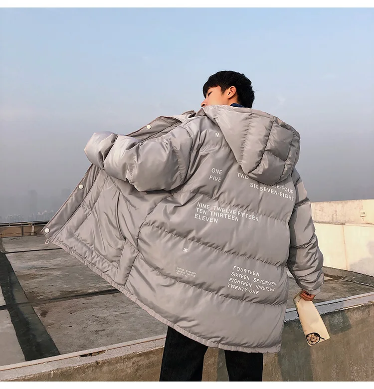 Разборчивый высококачественный хип-хоп Мужская зимняя куртка одежда свободные Harajuku мужские пальто с буквенным принтом Мужская ветровка