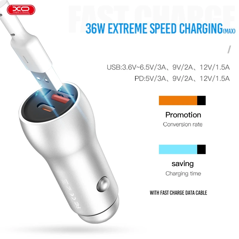 XO CC20 36 Вт Быстрая зарядка 4,0 3,0 USB Автомобильное зарядное устройство для iPhone 11 huawei Supercharge SCP QC4.0 QC3.0 Быстрая зарядка PD USB C автомобильное зарядное устройство для телефона