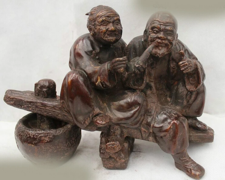 718+++8&quotChina Chinese Folk Bronze Two peasant geezer Old lady smoking Statue | Дом и сад