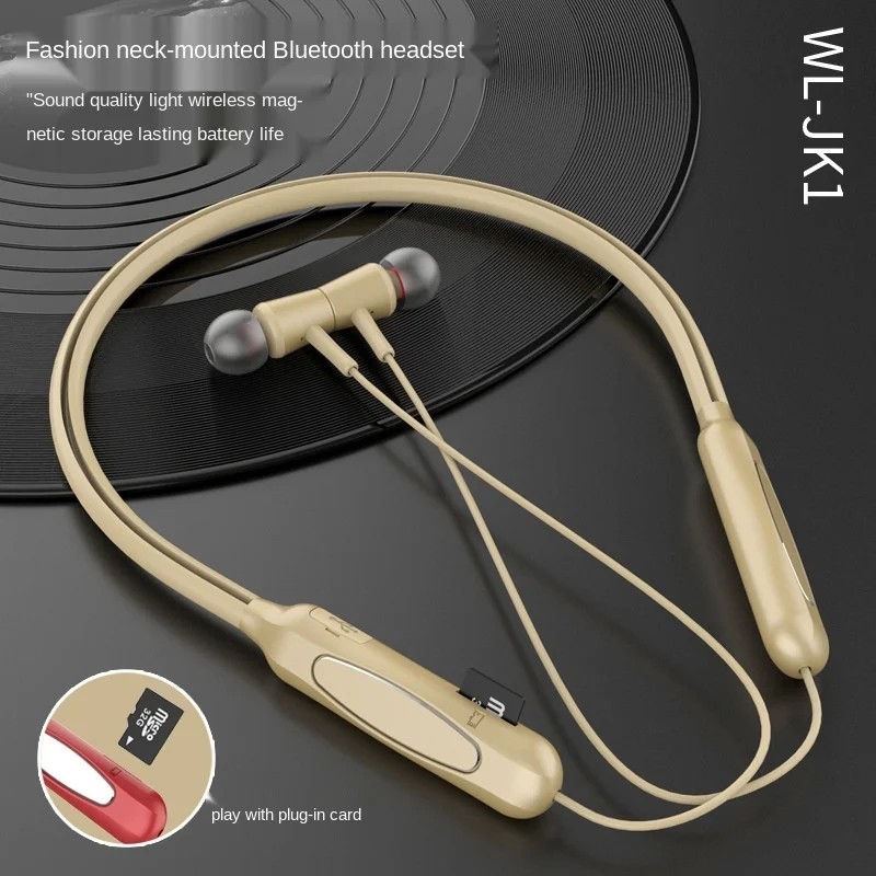 Free shipping Bluetooth earphone movement Neck style Wireless bluetooth Waterproof and sweatproof Support memory card