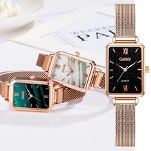 

Women Square Quartz Watch Ladies WristWatch Gift Female Luxury Green Dial Bracelet Watches Fashion Simple Stainless Steel Clock