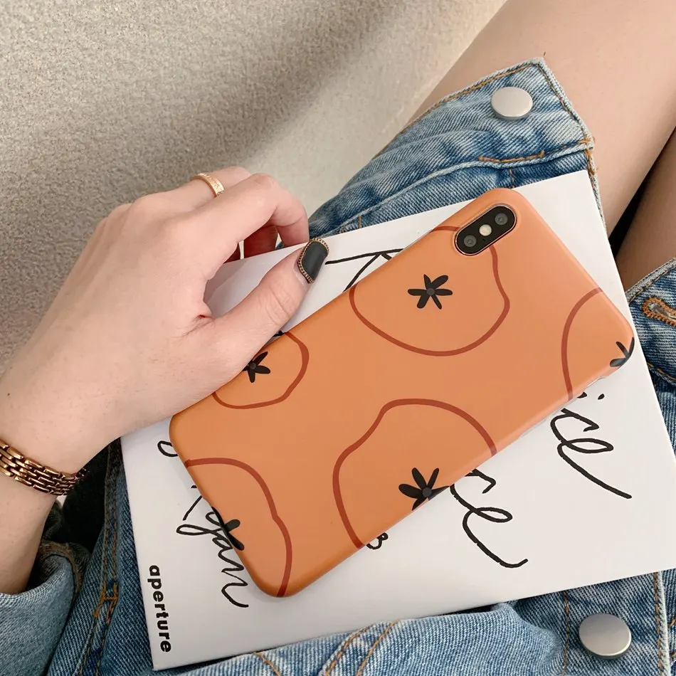 

For iPhone 7 Plus XR X XS Max Case Ins Solid Color Delicious Orange Phone Case For iPhone 8 Plus 6 6s Soft Silicone TPU Cover
