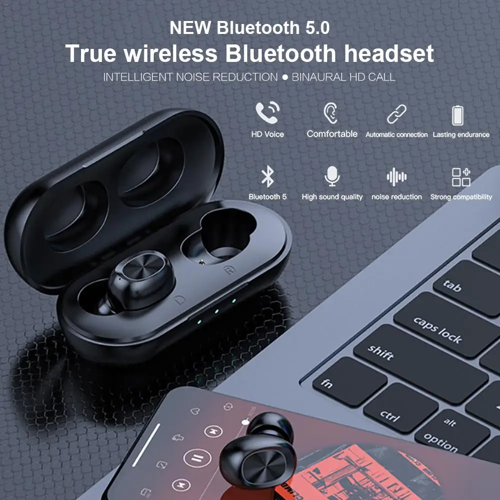 Новые беспроводные Bluetooth наушники 5,0 сенсорные TWS Bluetooth наушники водонепроницаемые 9D стерео музыкальные наушники для домашнего спорта 300 мАч