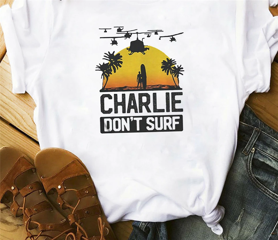 Charlie Don��T Surf Apocalypse Now Film Movie 1980'S T Shirt White Size S-3Xl Gym Tee | Мужская одежда
