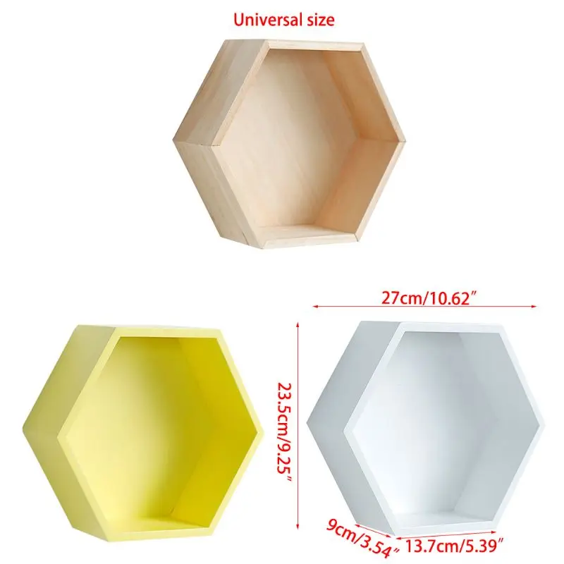 Wall-Mounted Racks Wooden Wall Pendant Hexagonal Rack Living Room Decoration