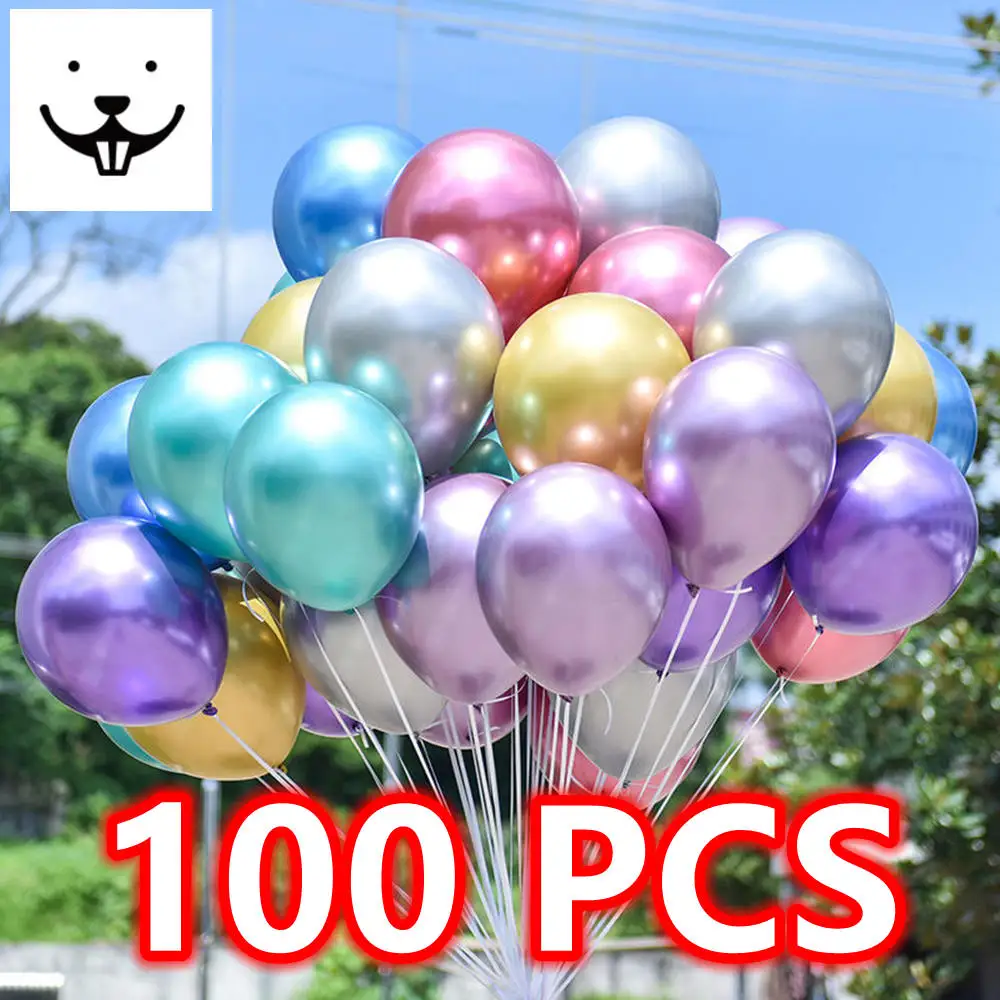 100 Pcs 5 Inch Chrome Balloons Wholesale Metallic Latex Balloons Wedding Birthday Anniversary