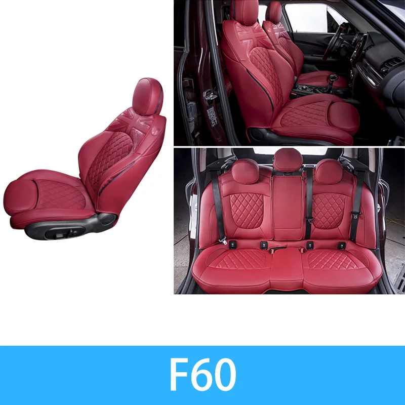 Защита сиденья автомобиля покрытие Полное Обертывание Кожаная подушка для BMW MINI F54 F55 F56 F60 R56 R60 внутренняя отделка автомобиля Стайлинг - Название цвета: Red-F60