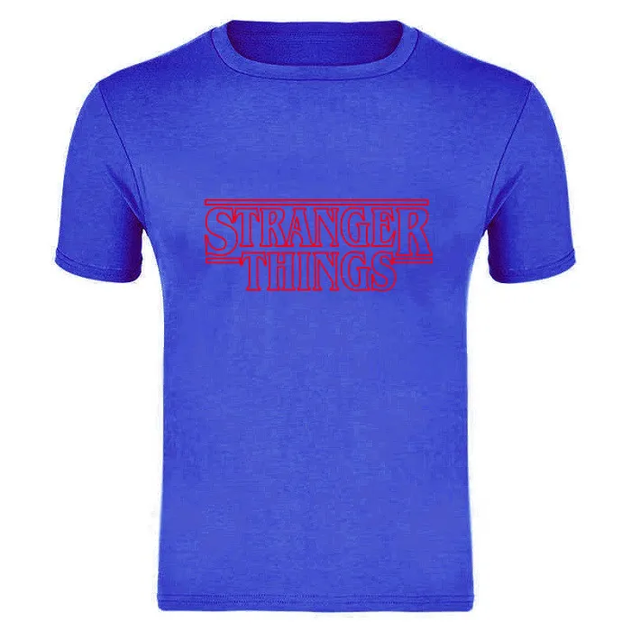 Sapphire blue STRANGER THINGS Mens T-Shirts Summer cotton Short Sleeve T Shirts New casual Tee Shirts Male T shirt S-XXXL - Цвет: Sapphire blue